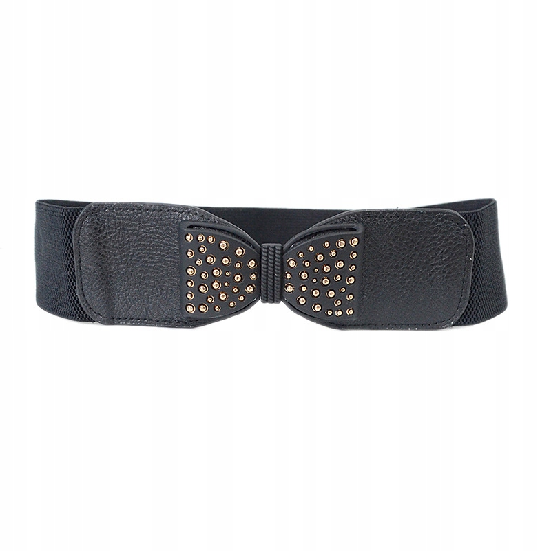 

Pasek czarny złote ćwieki elastyczny