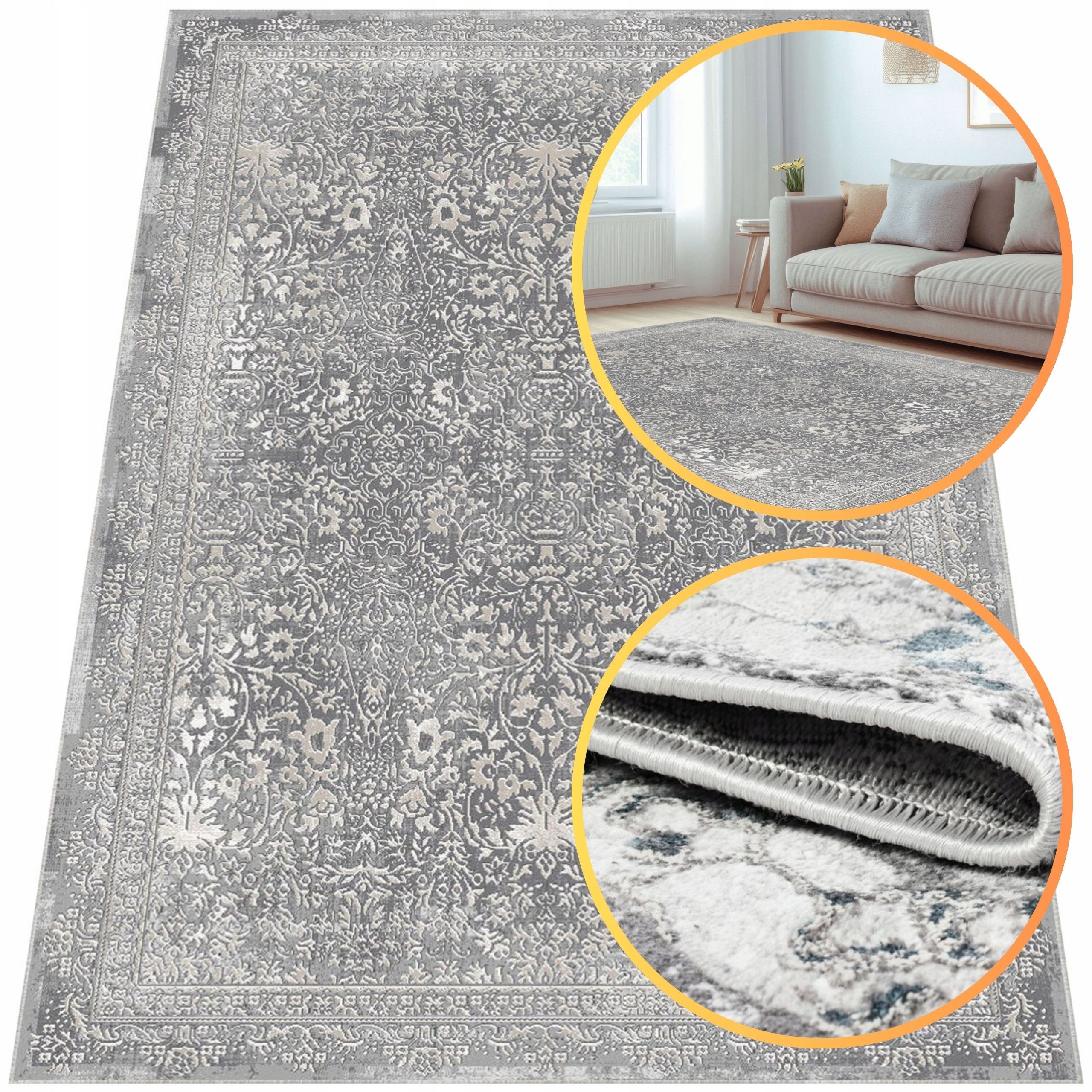 Koberec Lesklý 80x150 Latina Šedý Koberec Do Obývacího Pokoje Elegantní Koberec