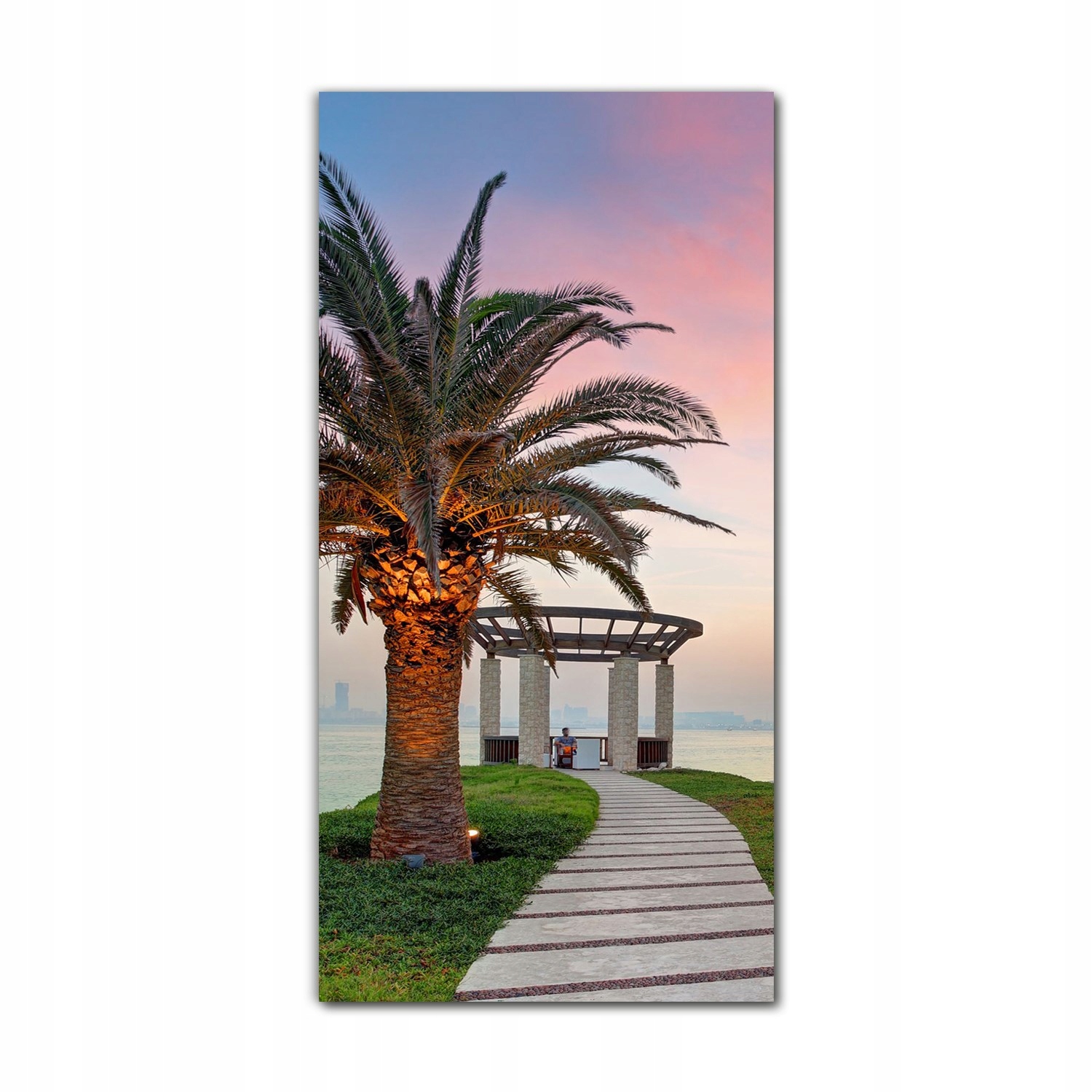 

Obraz szklany nowoczesny 70x140 Katar palma woda