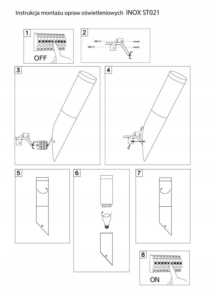 Kinkiet zewnętrzny Inox ST 021 Suma Zasilanie sieciowe