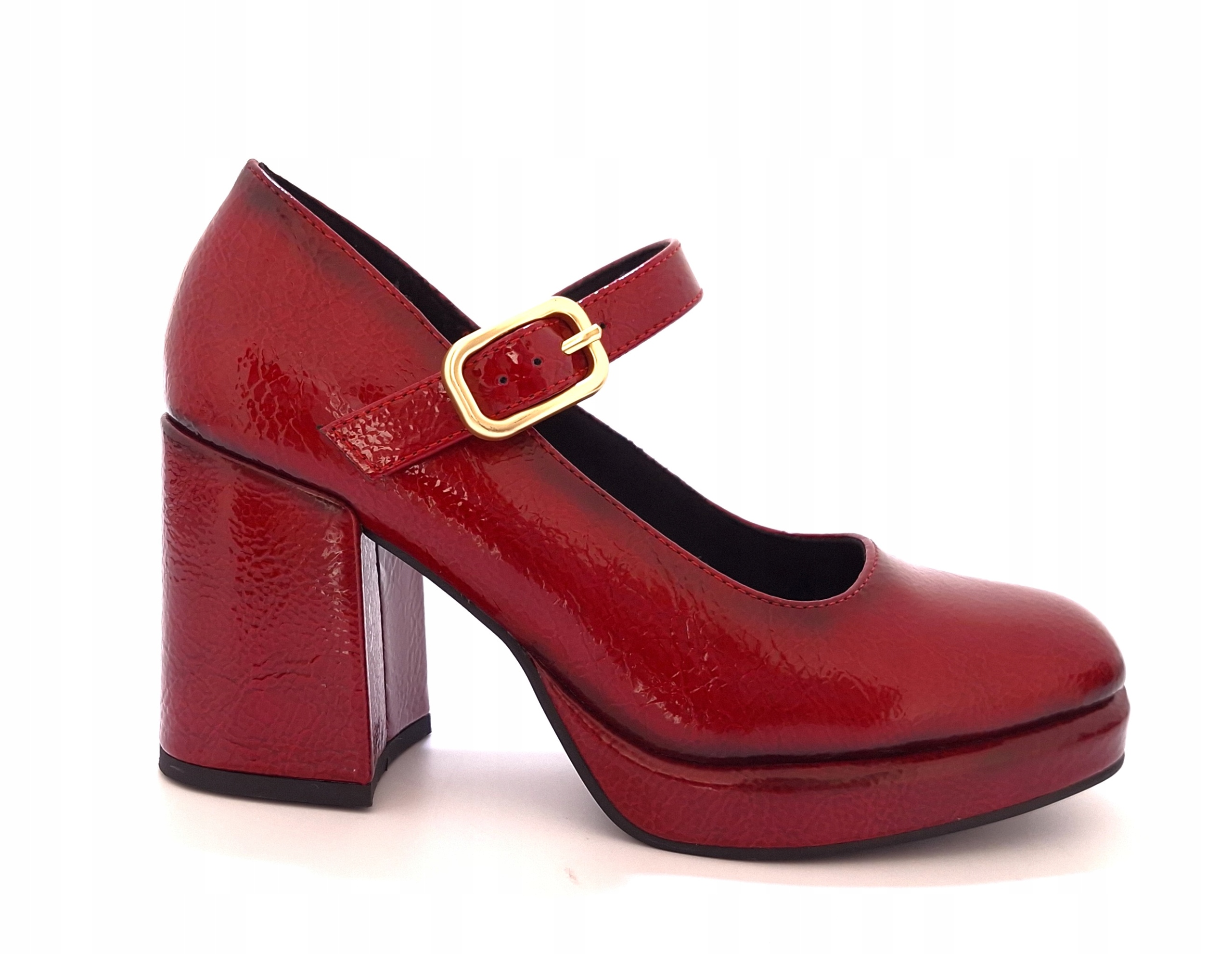 Červené lodičky Mary Jane na stabilním podpatku Marco Tozzi 2-24405 r38