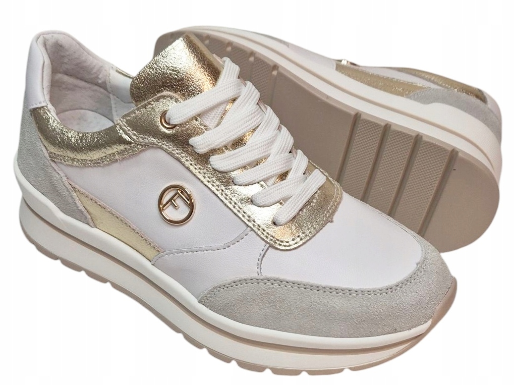 Filippo Bílo-zlaté tenisky z kůže a semiše vel 39