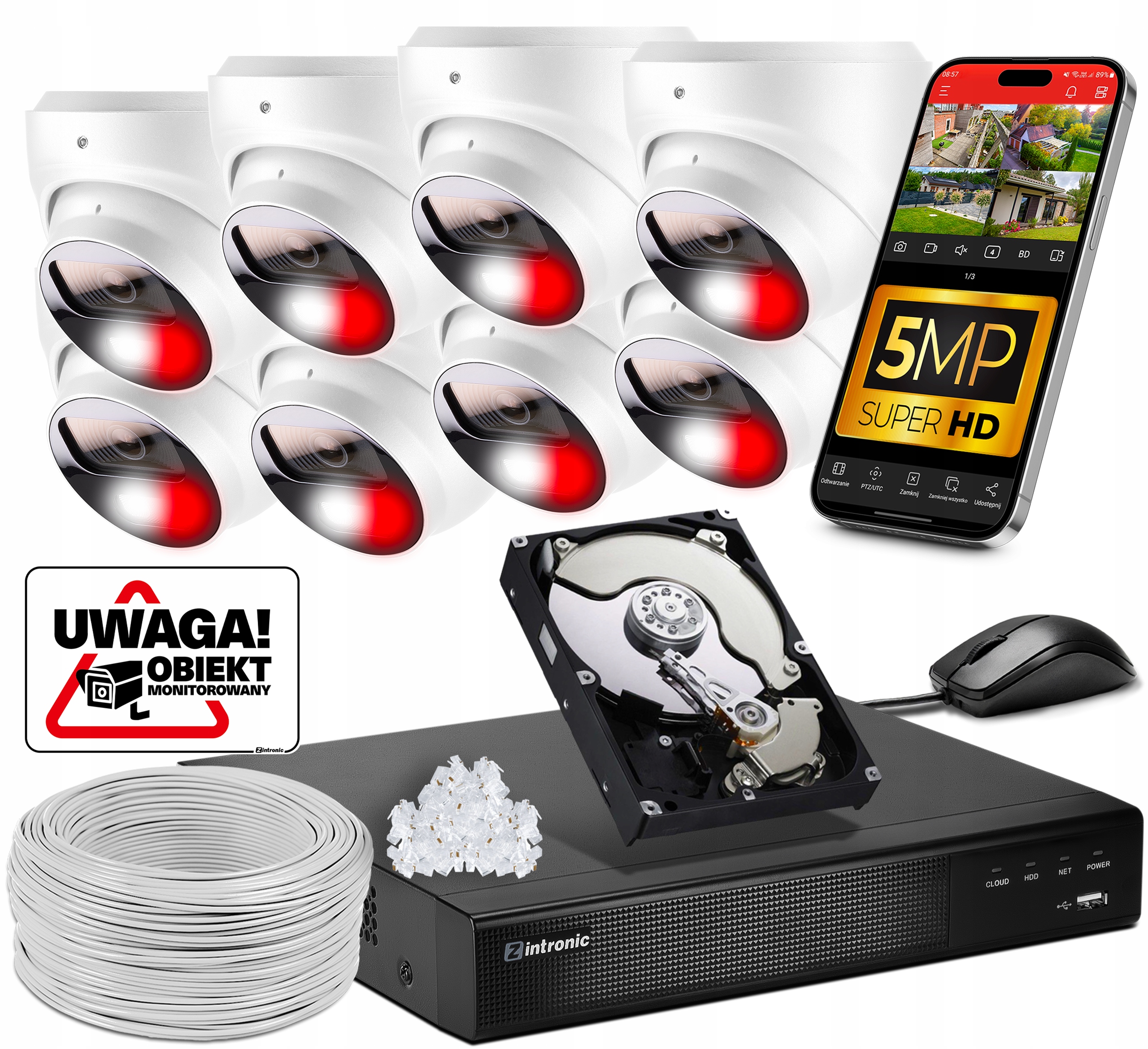 Sada pro monitorování Poe 5MPx 8 kamer| Audio Dual Light Detekce 1TB