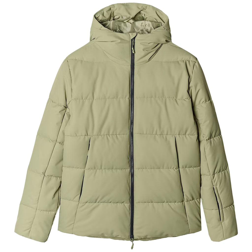 Pánská prošívaná zimní péřová bunda s kapucí 4F M580 Khaki 3XL