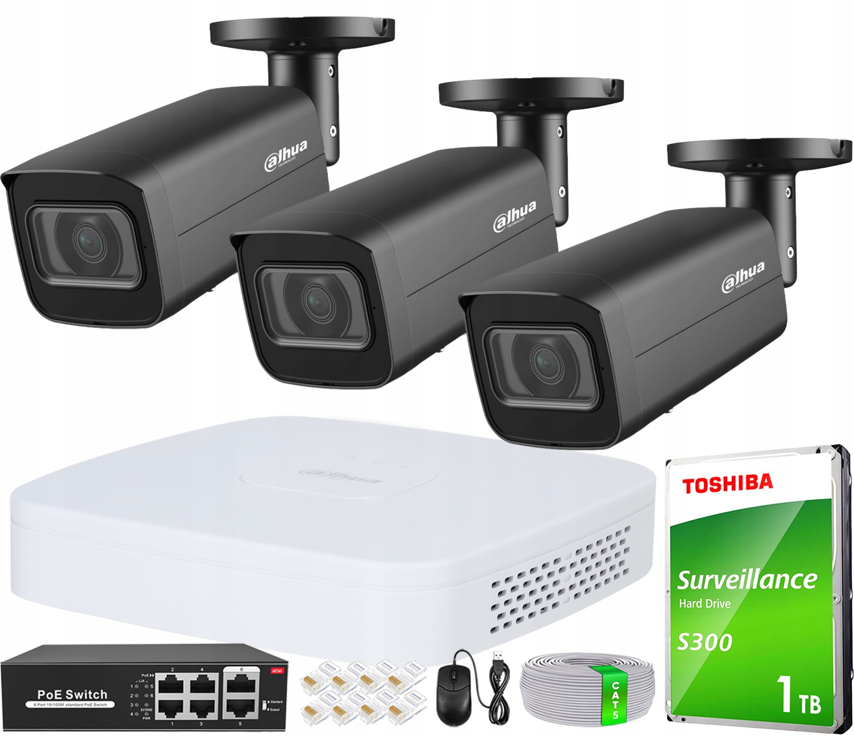 Ip monitorovací sada 3 kamer Dahua IPC-HFW2441T-ZAS-27135 Tmavý Grafit