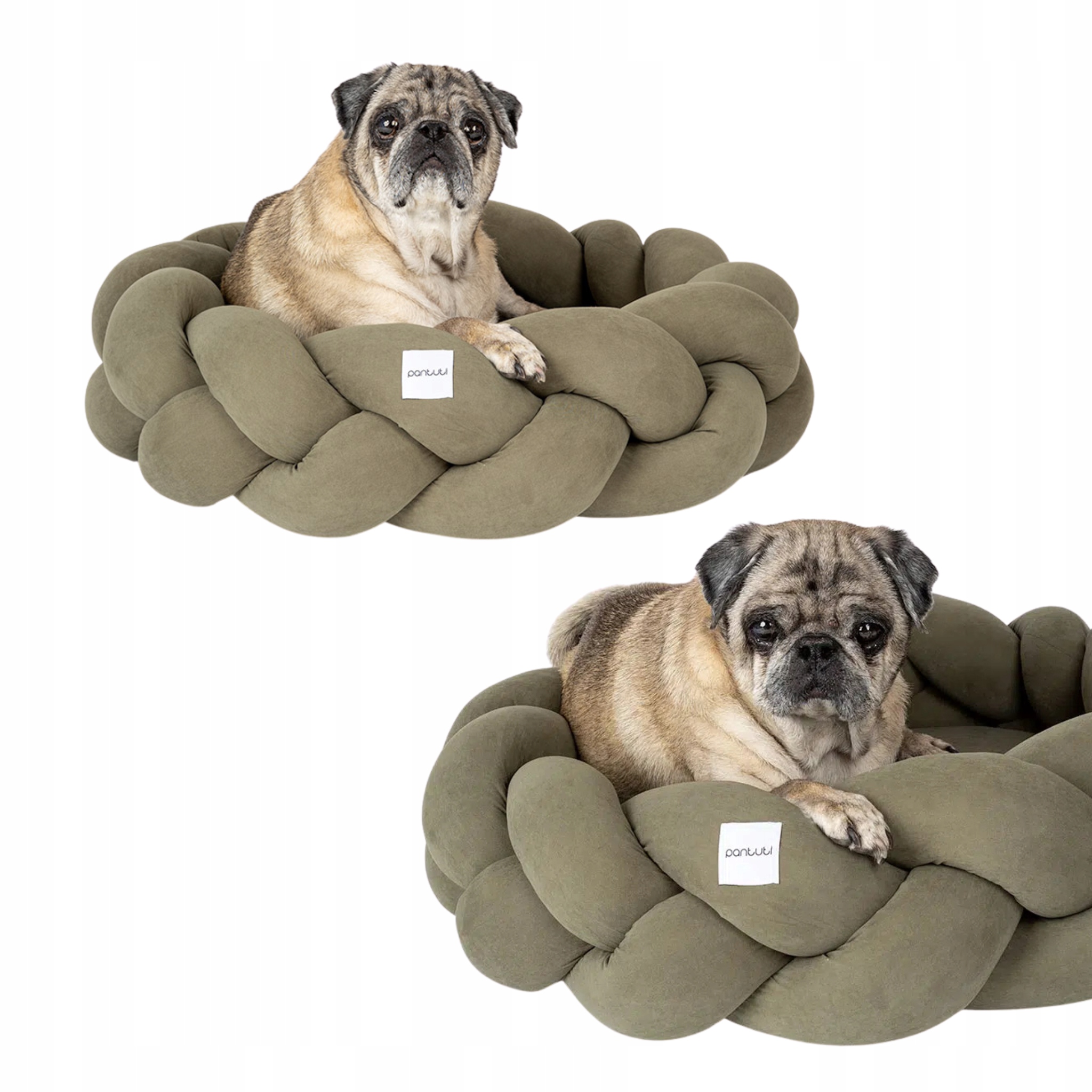Elegantní pletené pelíšek pro psa Roma olivová paměťová pěna #80 M