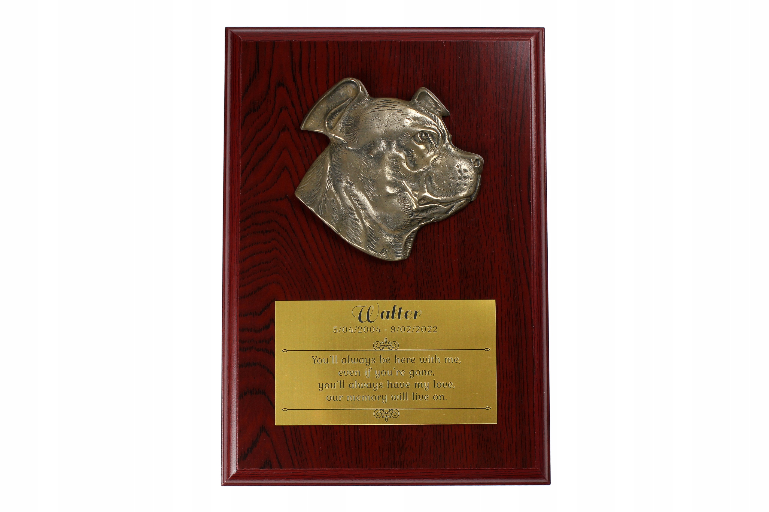 Staffordshire Bull Terrier tabuľa s gravírovaním, suvenír po psovi, odmena