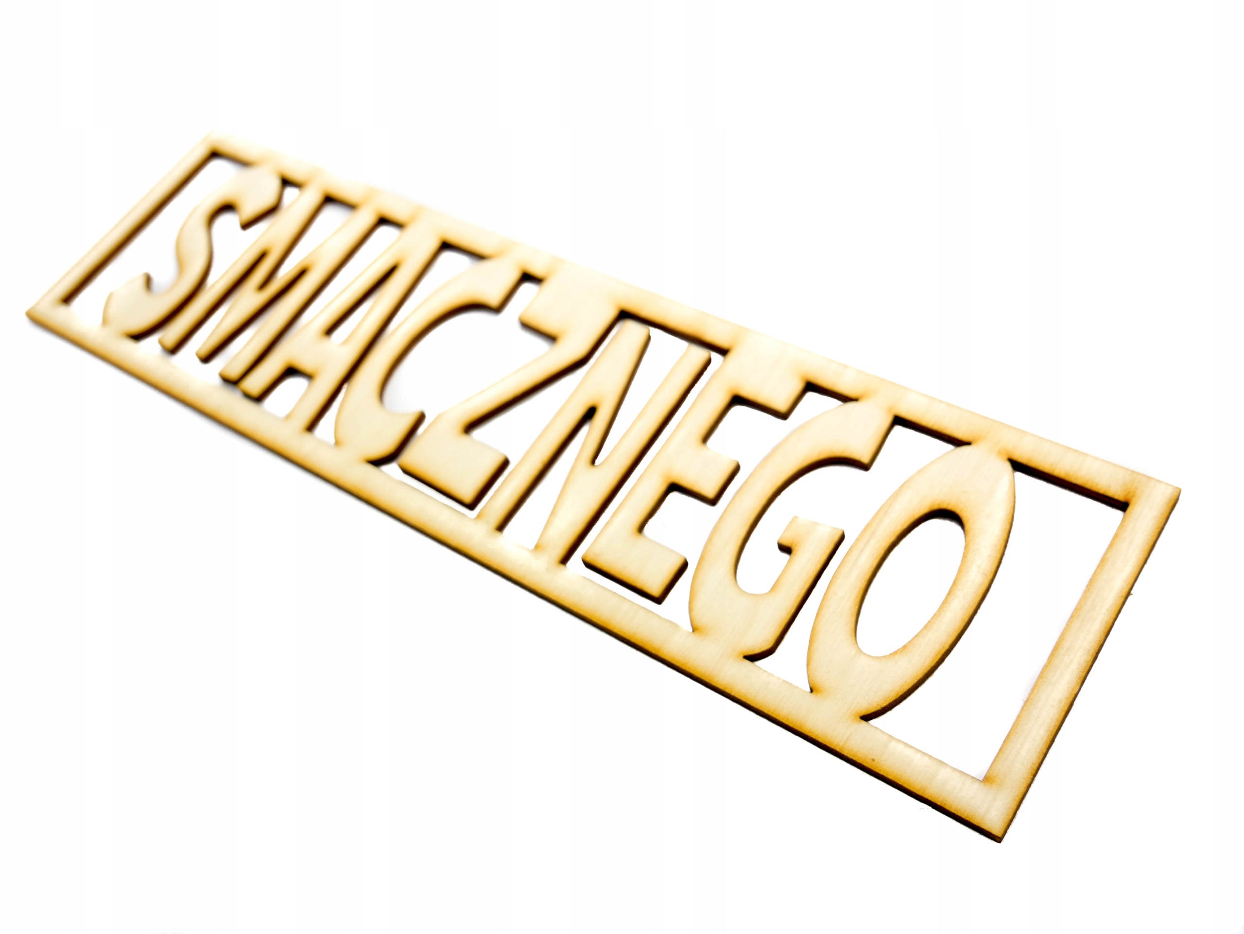 NAPIS WYCINANKA DEKOR SKLEJKA- Smacznego 27x7,5 cm Marka inna