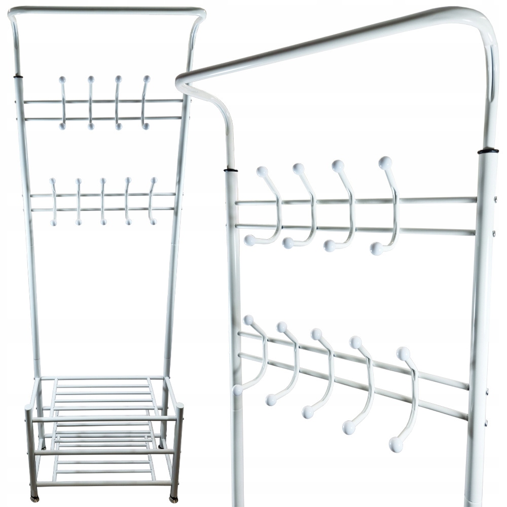 Stojanový věšák na oblečení, obuv do chodby, předsíně, bílý