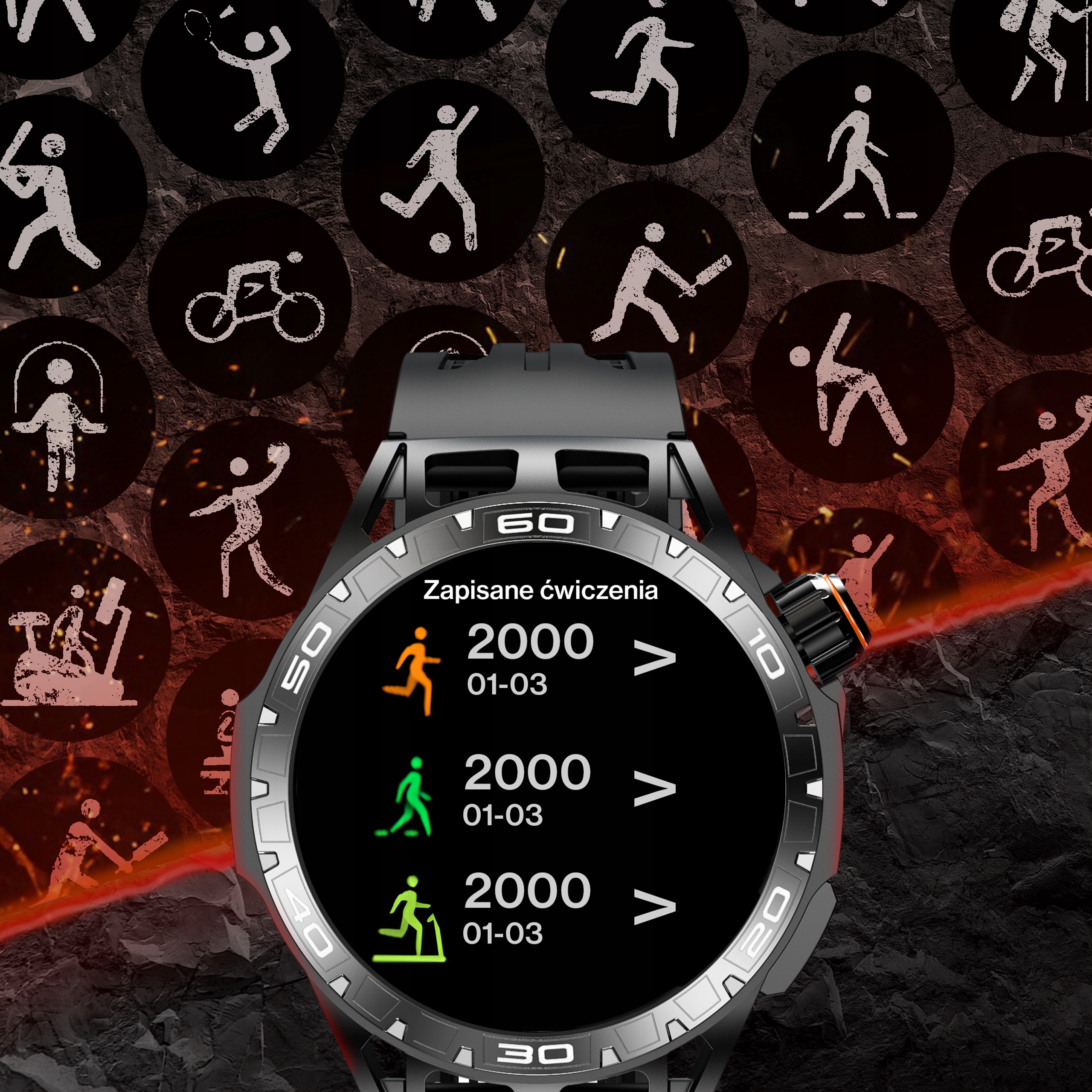 SMARTWATCH ZEGAREK MENU MĘSKI ROZMOWY POLSKIE SPORT AMOLED SMART WATCH Kolor koperty czarny