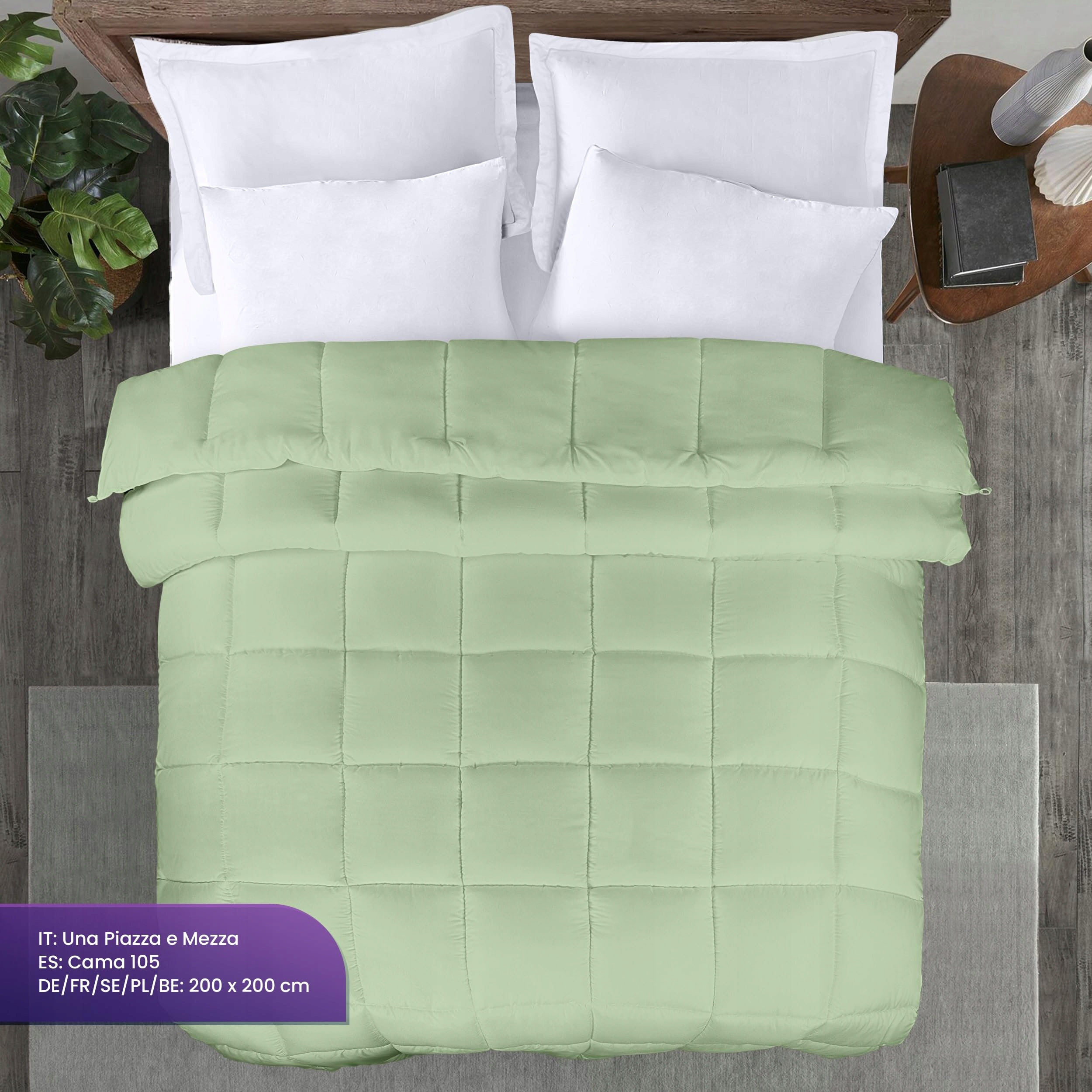UTOPIA BEDDING Kołdra 200x200 cm 370 GSM Całoroczna Miękka Zielona — miniatura 2