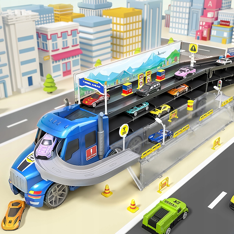 ZESTAW CIĘŻARÓWKA TRANSPORTER WALIZKA NA RESORAKI LAWETA 10 AUTKA + AKC