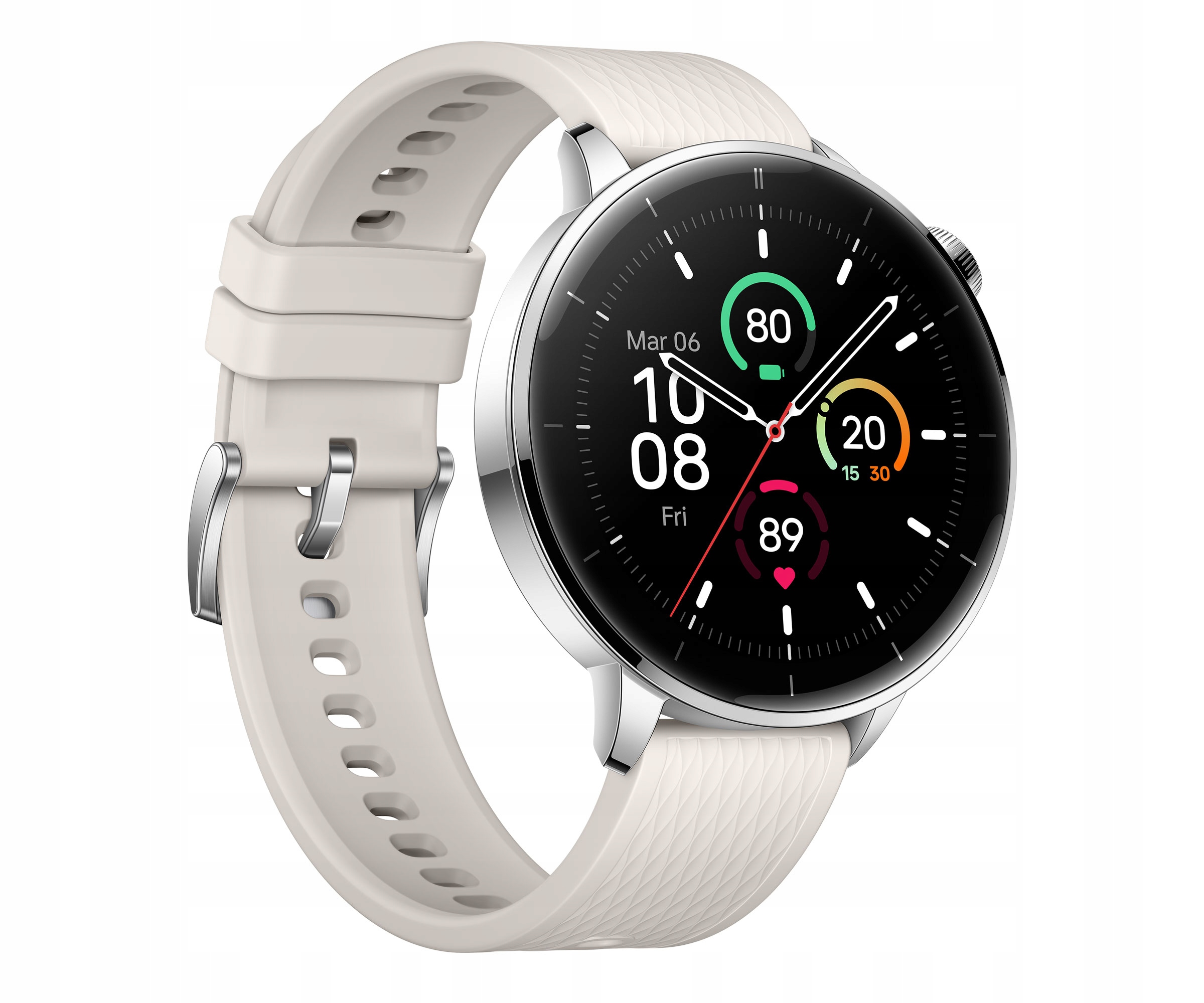OnePlus Watch 3 43mm Srebrny (Biały Pasek Gumowy)