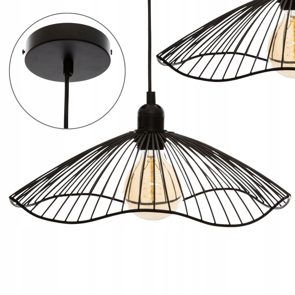 Metalowa lampa sufitowa Druciana do jadalni do salonu dekoracyjna czarna