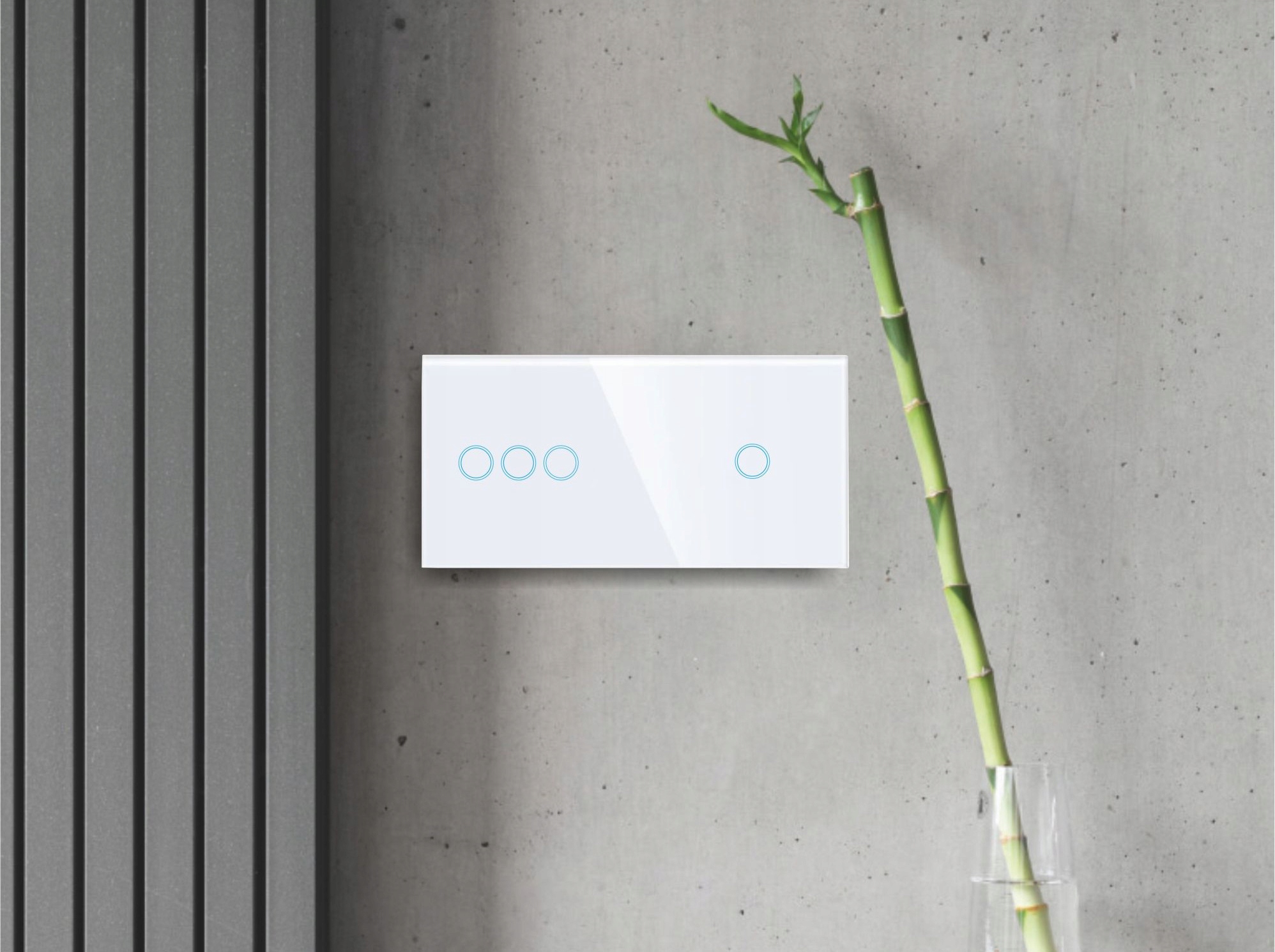 PANEL SZKLANY DOTYKOWY WŁĄCZNIK ŚWIATŁA POCZWÓRNY BIAŁY 3+1 2 MODUŁY LED Marka Adelid