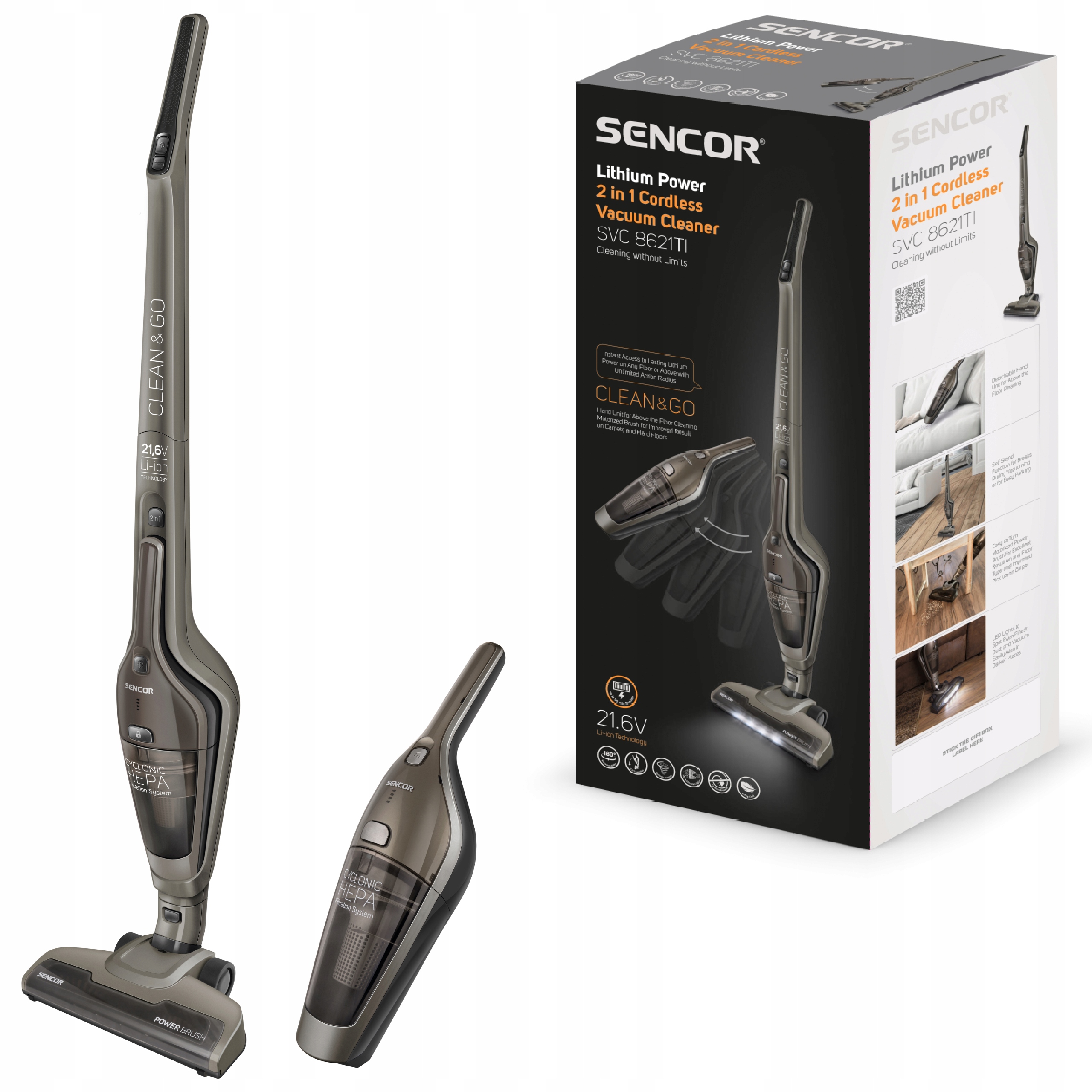 Odkurzacz Pionowy Sencor Svc 8621TI 2w1 Hepa 50min