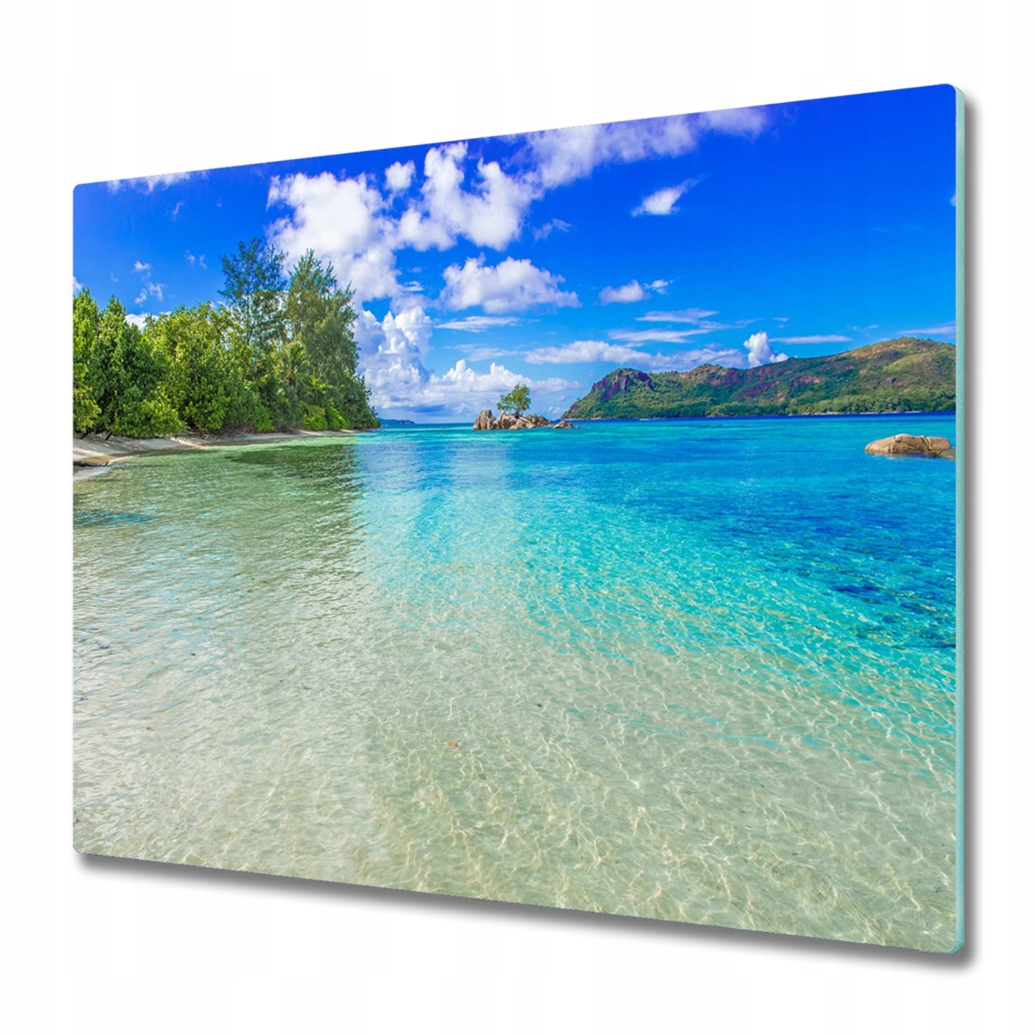 

Deska do krojenia szkło hart. Plaża Seszele 60x52