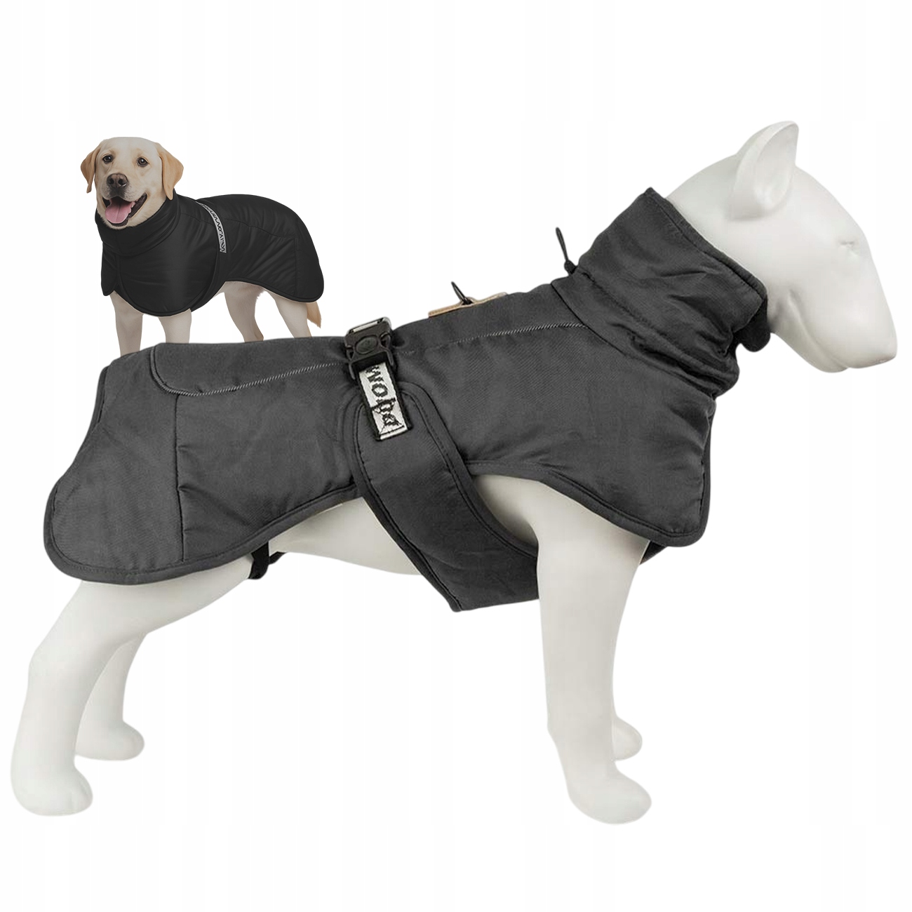 Levně Zimní Bunda Pro Velkého Zatepleného Psa Fredo Černá 4XL