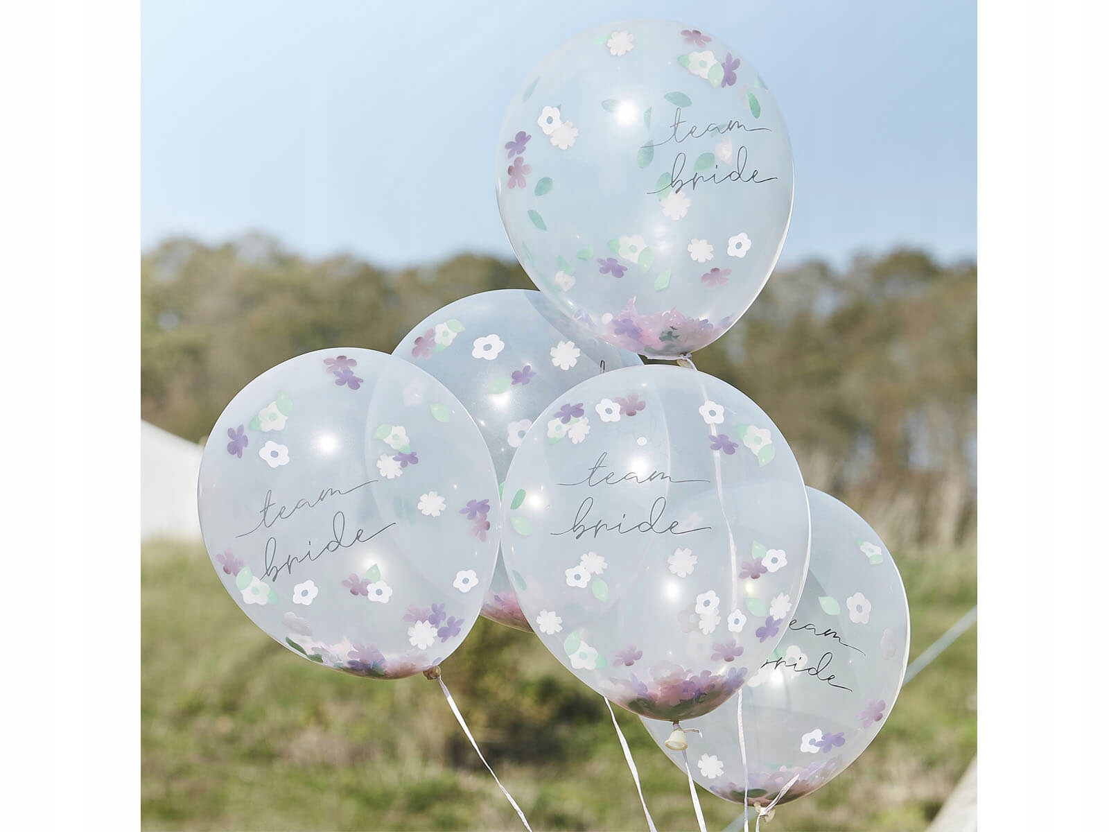 

Balony przezroczyste Team Bride z konfetti 5szt