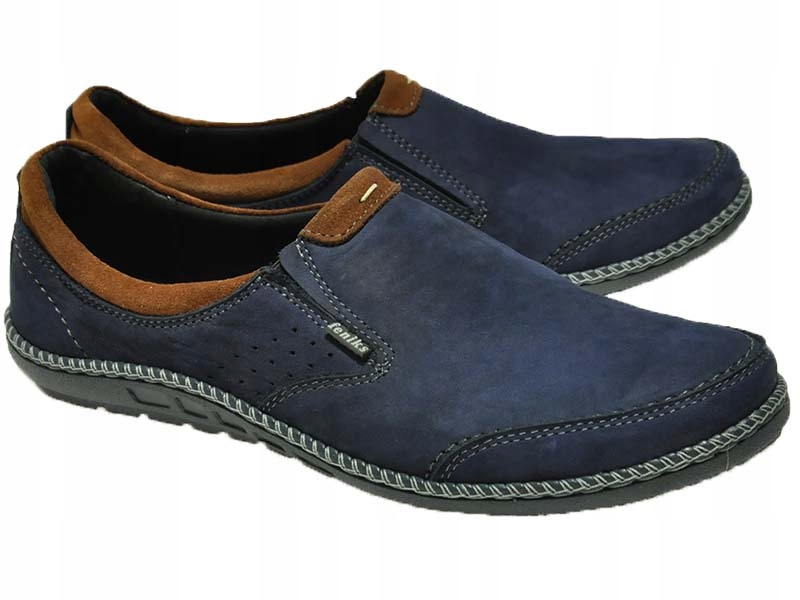 MĘSKIE POLSKIE MOKASYNY SKÓRZANE 122 GANATOWY 41 Rozmiar 41