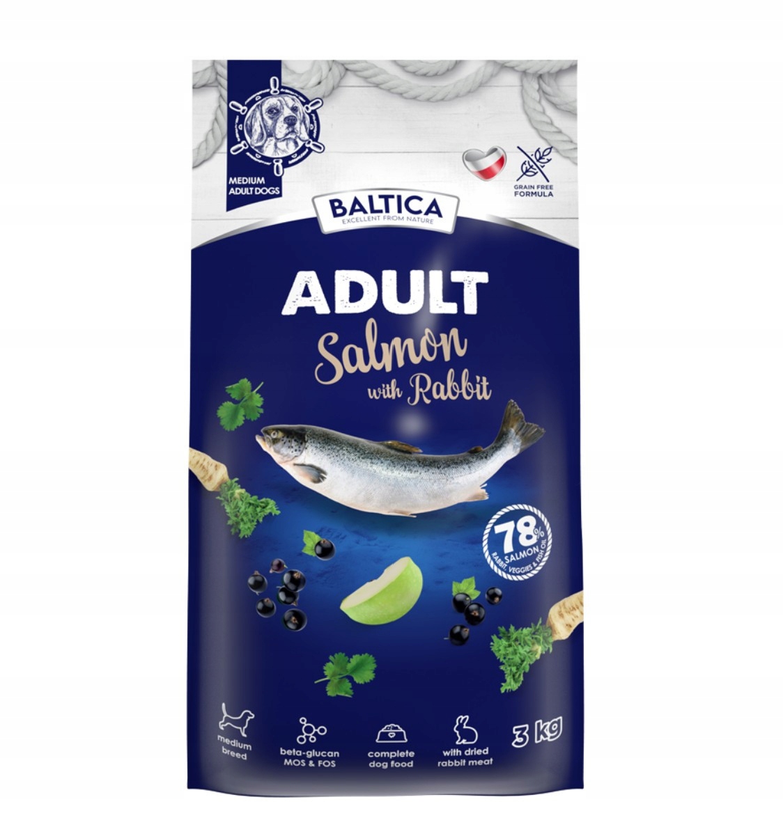 Levně Baltica Adult Losos S Králíkem M 3kg Losos A Králík Pro Střední Plemena