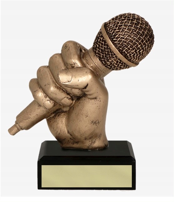 

Statuetka figurka mikrofon muzyka nadruk
