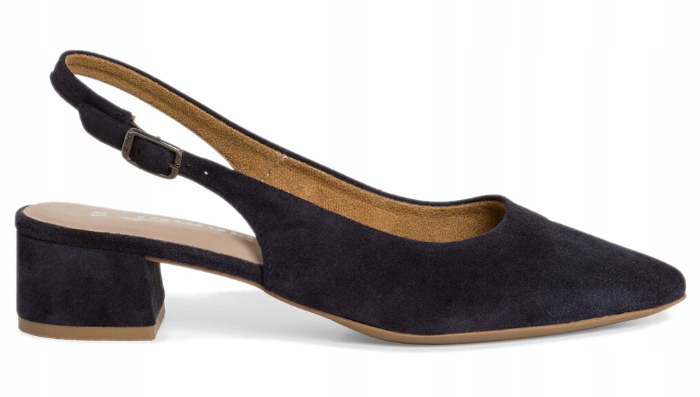 Tamaris modré dámské kožené lodičky s odkrytou patou 38