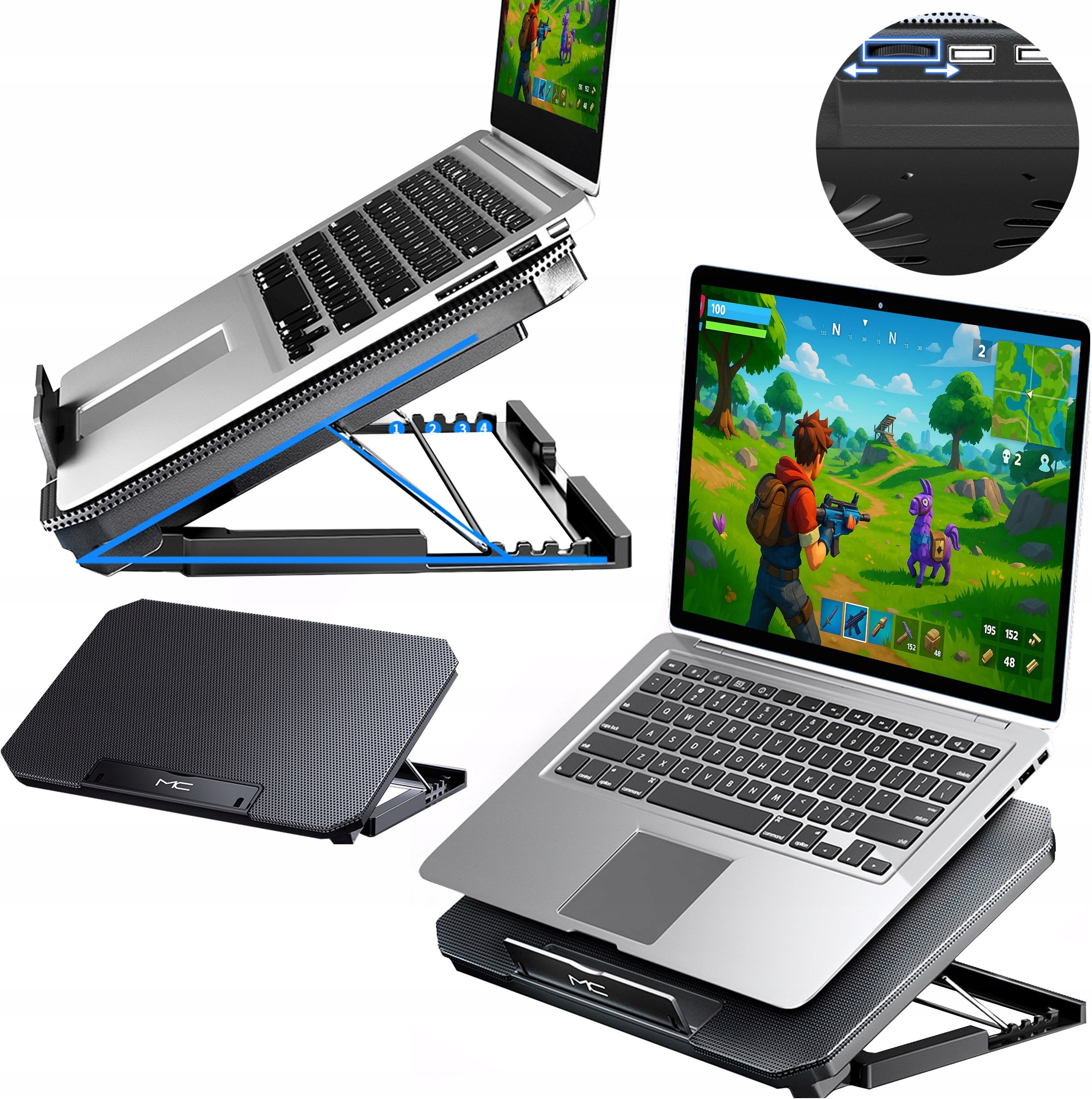 Strado Regulowana podstawka chłodząca pod laptop 12-17″ antypoślizgowa,