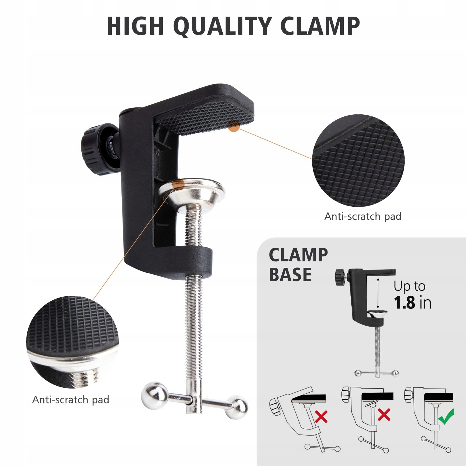 SUNMON Biały Mikrofonowy Ramię Do HyperX QuadCast Zestaw Adapter 3/8" 5/8" — miniatura 6