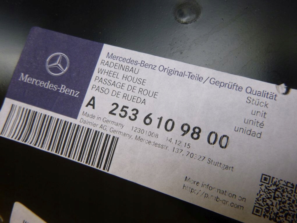 MERCEDES GLC W253 A 253 mudguard rear. right sump