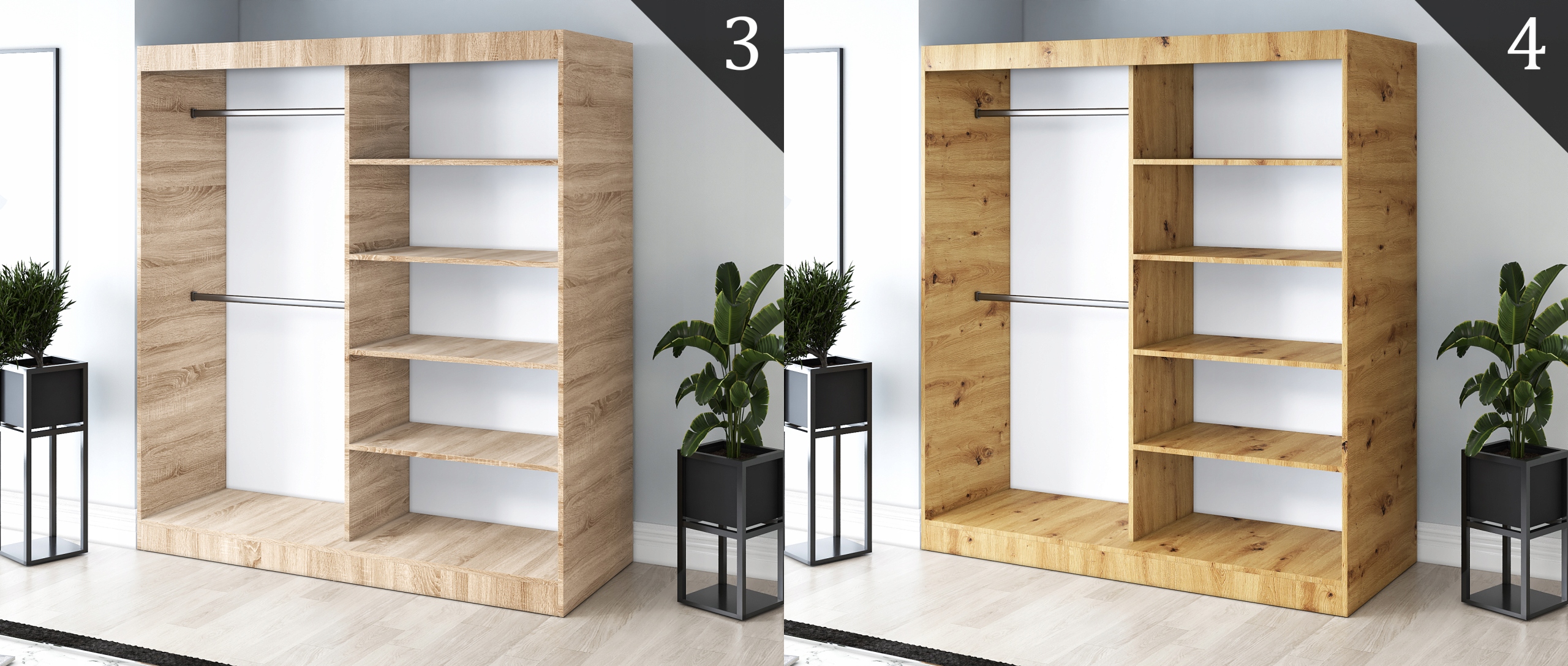 Korpus szafy 180 Regał SONOMA - RÓŻNE UKŁADY Szerokość mebla 180 cm