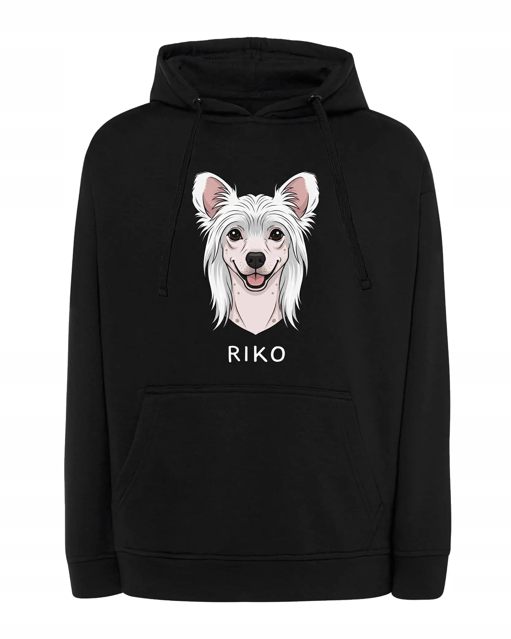 Mikina s kapucí Čínský hřebec Personalizovaný pes Černá XL