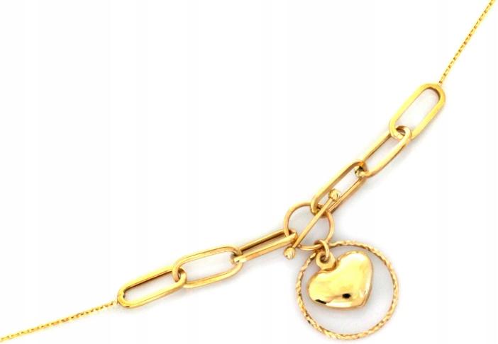 Zlatý náhrdelník 585 přívěsek se srdíčkem v kruhu r44 jako dárek 14k, módní vzor