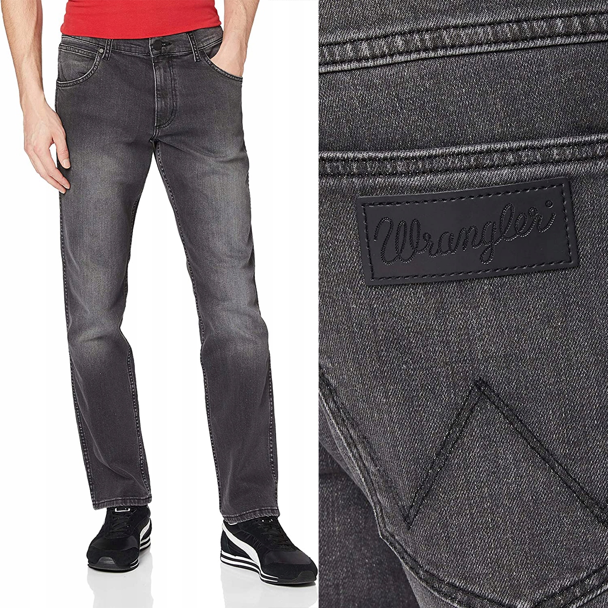 Wrangler Texas Slim Grey Dust Přiléhavé Šedé Džínové Kalhoty W38 L32