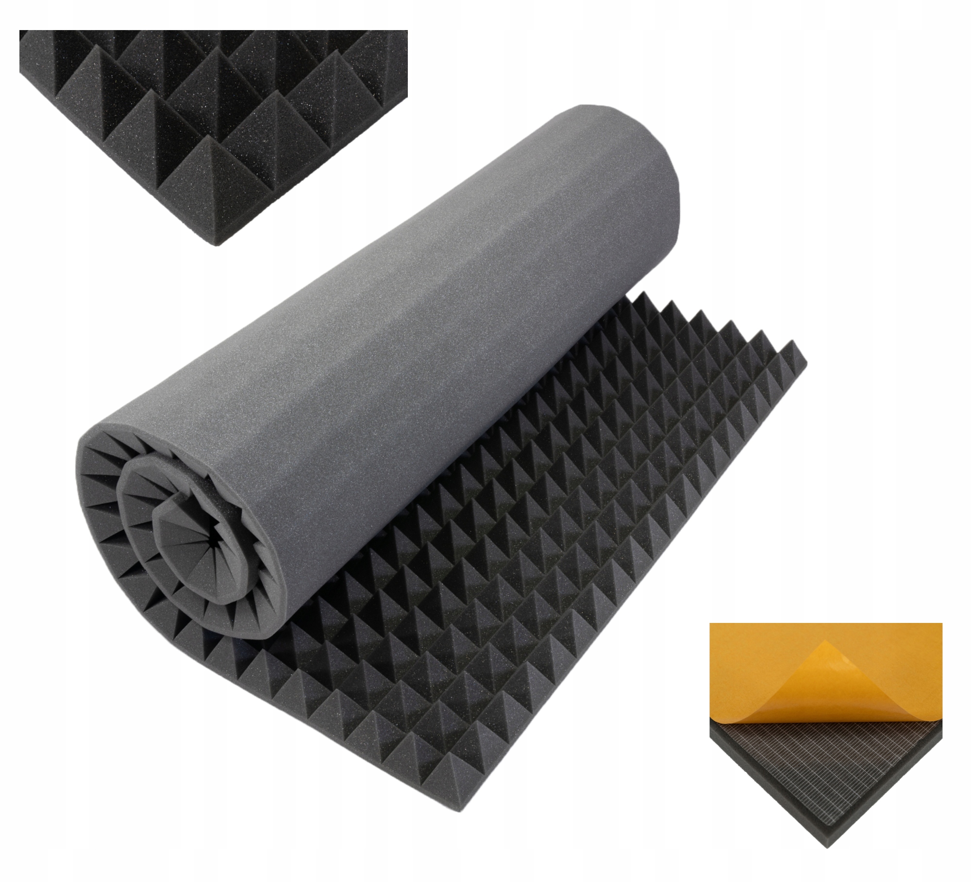 Odhlučňovací podložka Samolepicí Pyramida o tloušťce 6 cm, herní pokoj 100 x 200 cm