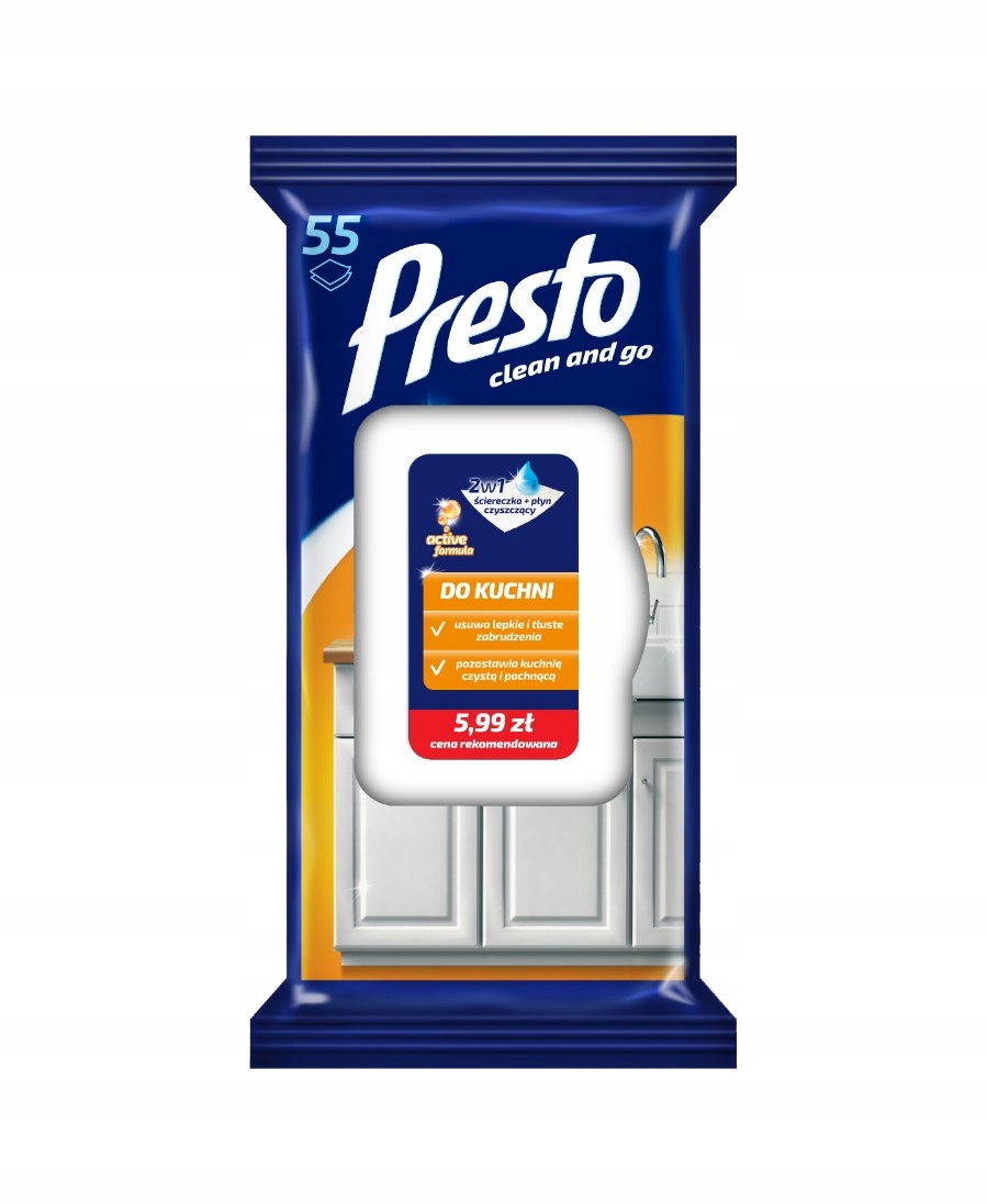 

Presto Ściereczki nawilżane do kuchni, 55 sztuk