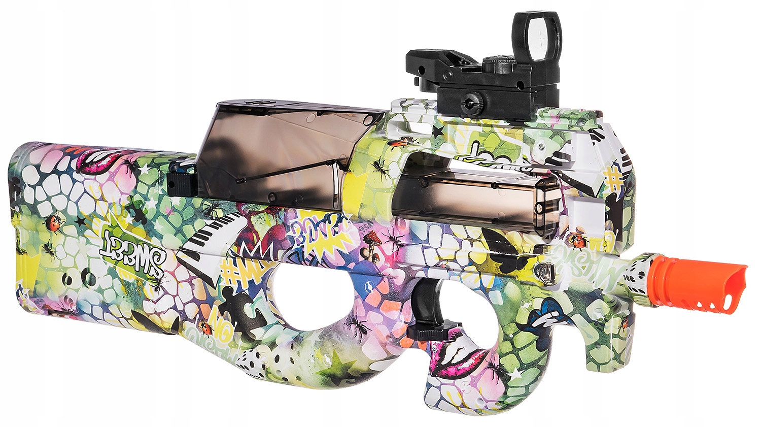 _P90 PISTOLET KARABIN AUTOMAT KULKI ŻELOWE KOLORY_ Materiał plastik