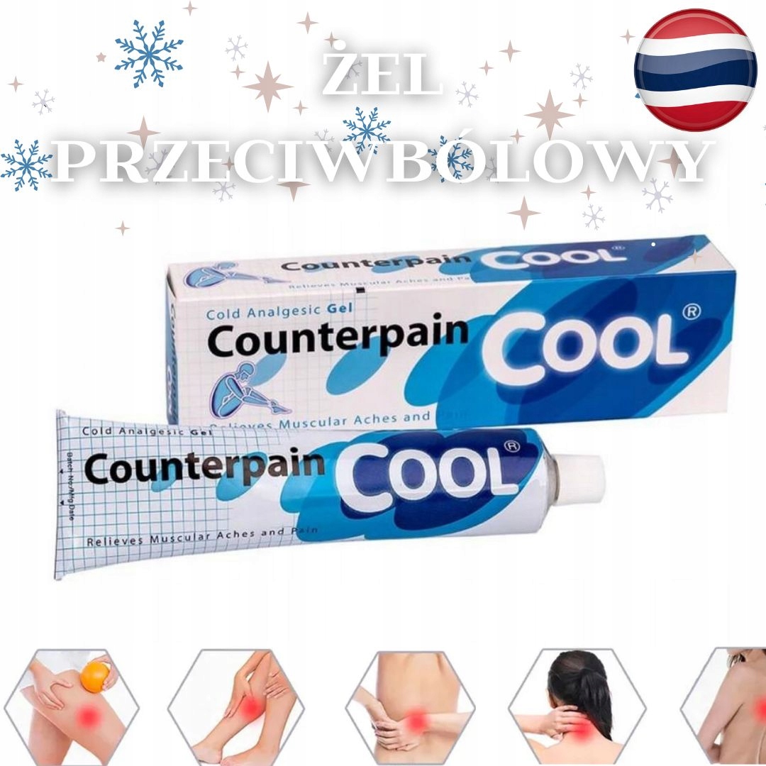 Tajski Chłodzący Żel Counterpain, Przeciwbólowy Krem dla Sportowców, 120g