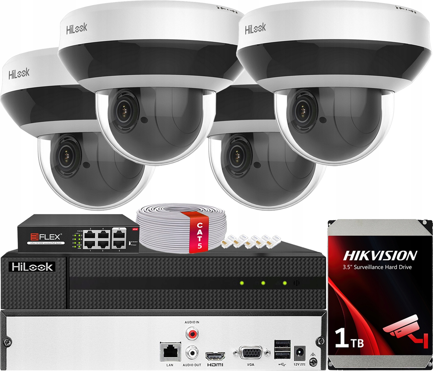 Sada pro monitorování Ip 4 Kamery Mini Ptz 4MPx PTZ-C4MP Disk Hikvision 1TB