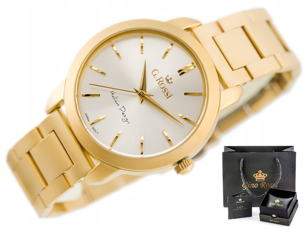 

Zegarek Damski Gino Rossi Alicia złoty Box +grawer