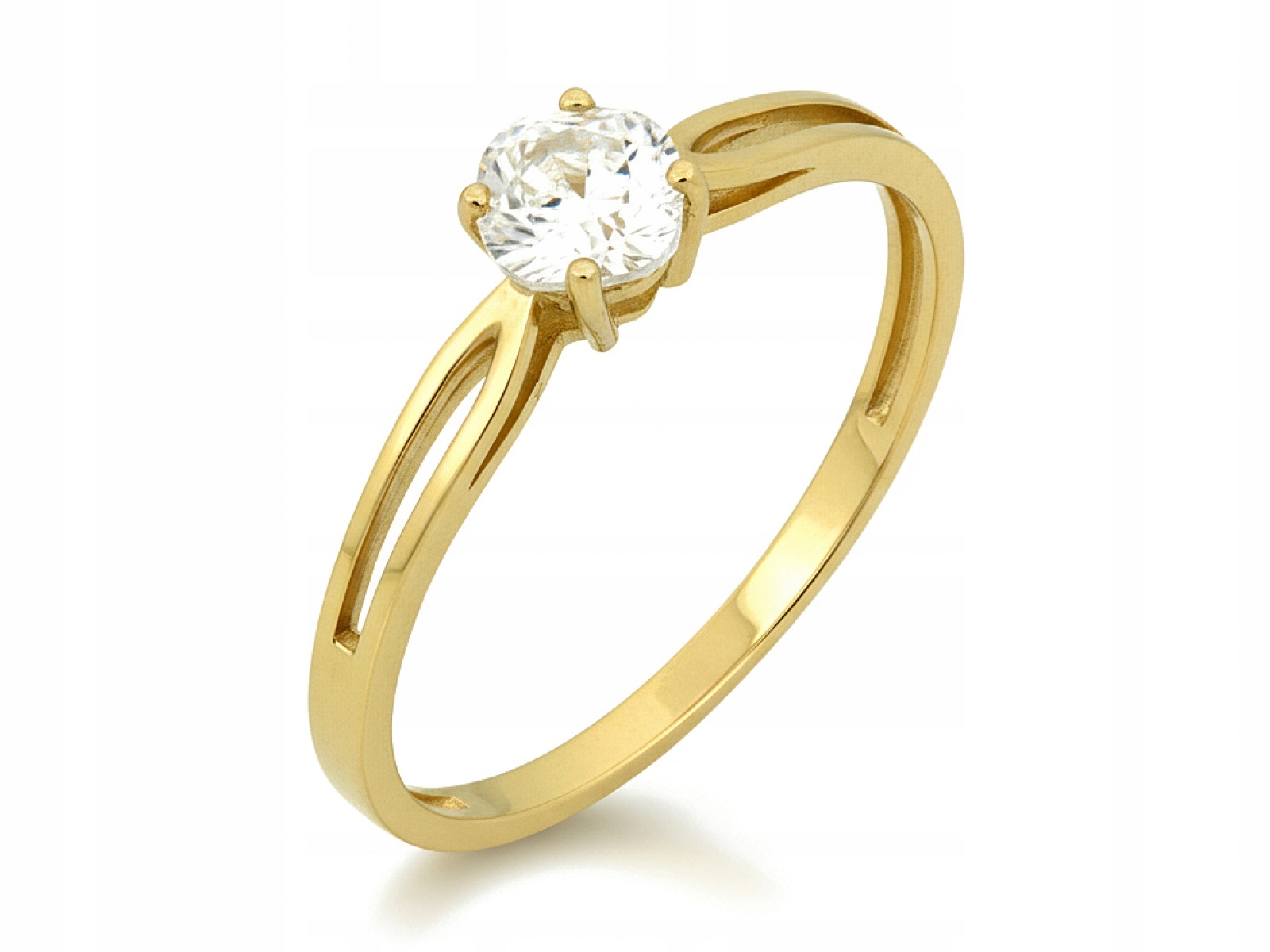 Prstýnek 585 s Bílou zirkonií na Zásnuby 15r, prolamovaný vzor 1.59 g