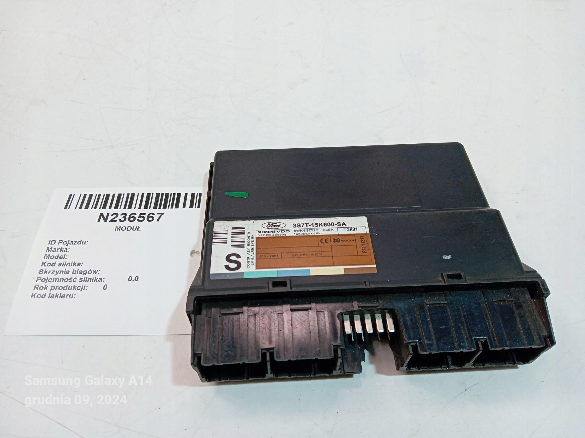 Unité commande confort 3S7T-15K600-SA FORD MONDEO MK3