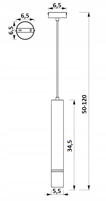 LAMPA ZWIS TUBA SOPEL EYE METAL STÓŁ GU10 120cm PL Zasilanie sieciowe