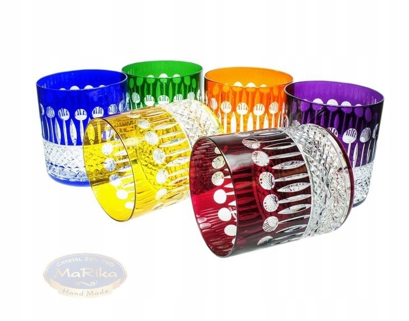 Kolorowe kryształowe szklanki do whisky 350ml Stan opakowania oryginalne