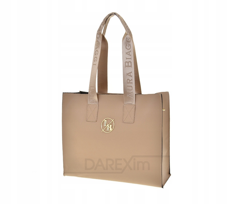 Laura Biaggi duża torebka shopper ciemny beż MG260
