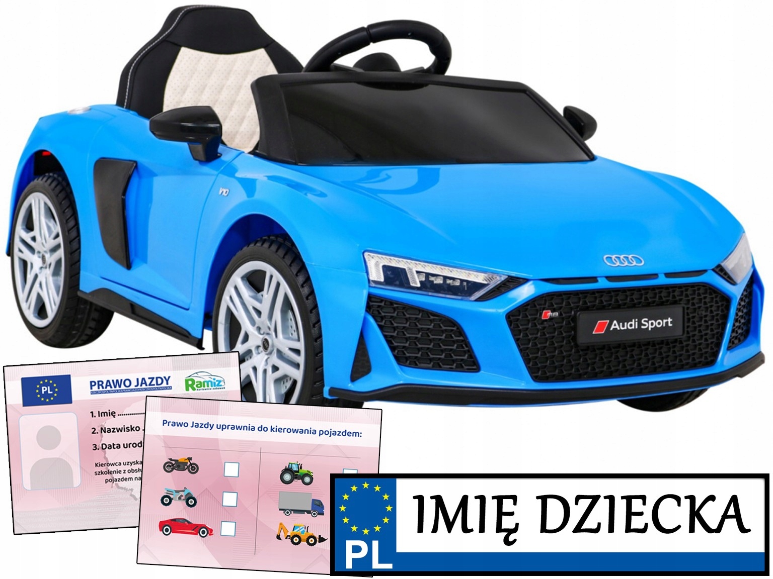 autko dla dzieci Audi R8 Lift pilot Sportowe Autko tablica imienna