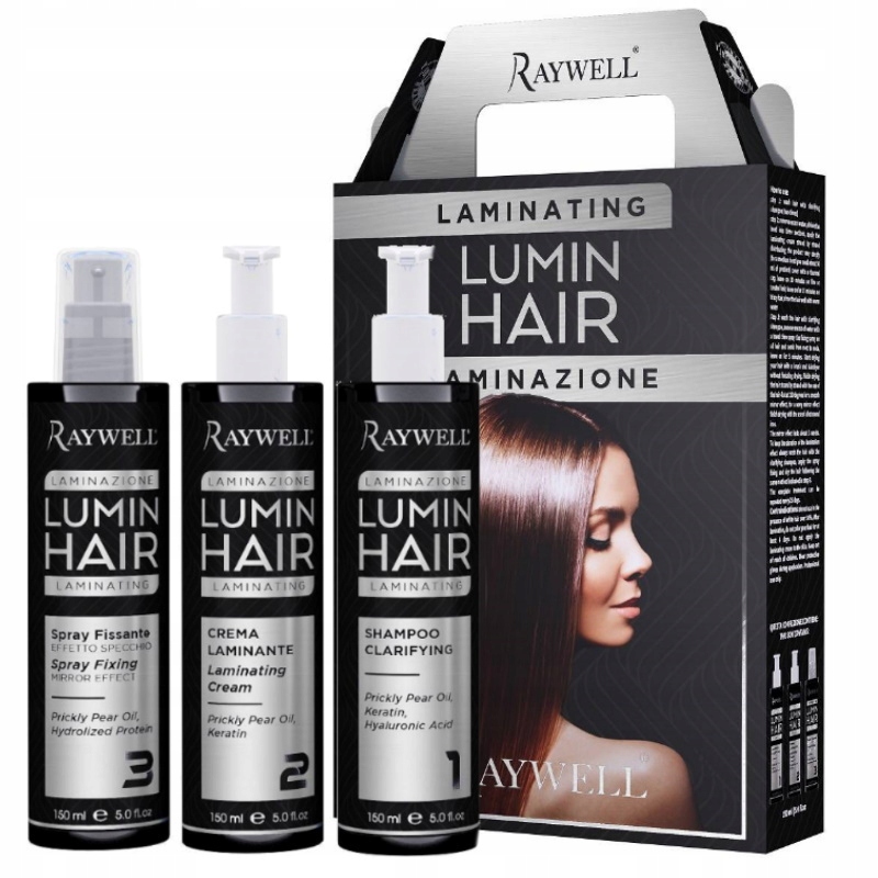 Raywell Lumin Hair Zabieg zestaw do laminacji włosów efekt tafli wody 3x150