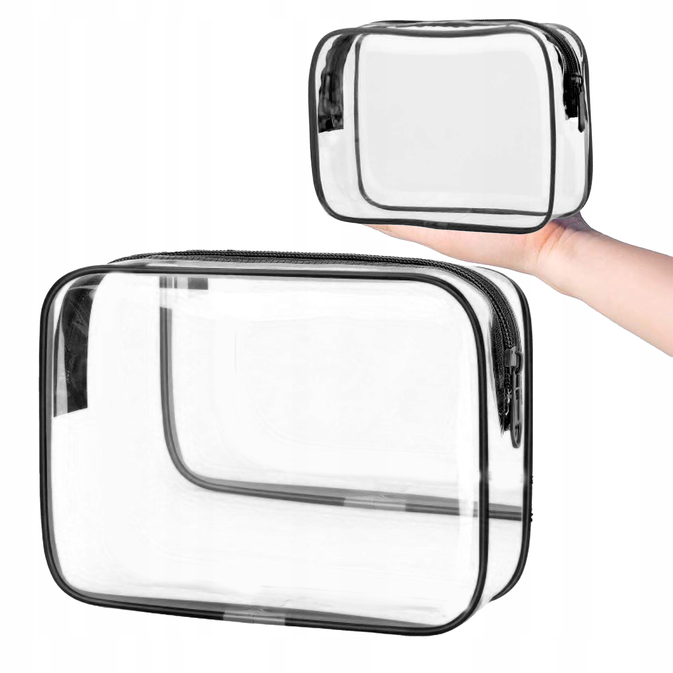 KOSMETYCZKA ORGANIZER PRZEZROCZYSTA DO SAMOLOTU BAGAŻU CZARNA MINI