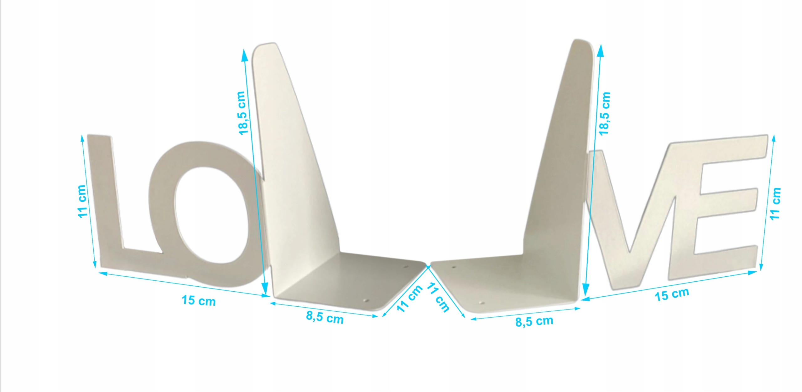 Podpórka do książek 2 części LOVE biały + GRATIS