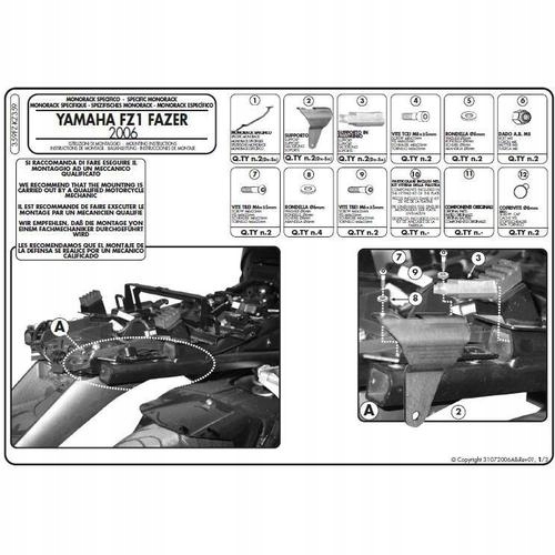 Kappa Rám Centrálneho Kufra Yamaha FZ1 1000 Fazer (06-15) (bez Dosky